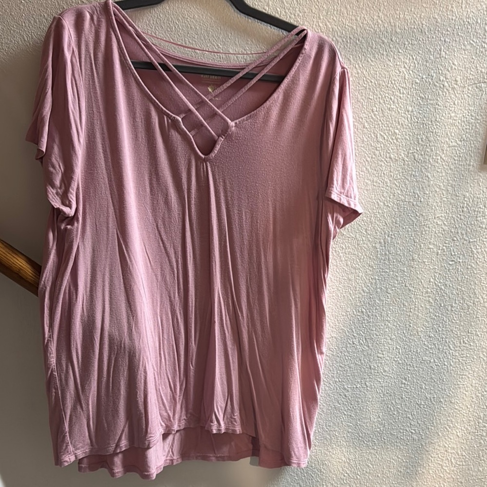 Ruff Hewn Purple and Pink Relaxed Asymmetrical T-Shirt